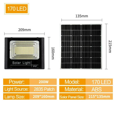 Projecteur Solaire LED 500W Extérieur Étanche Télécommande
