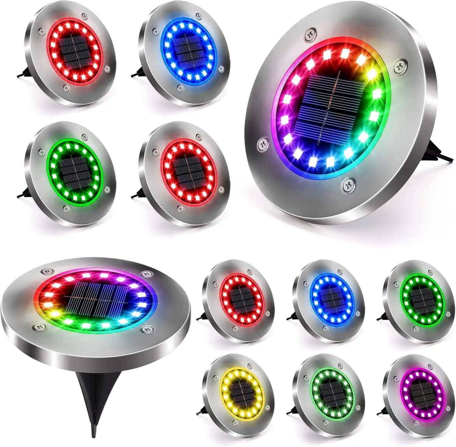 Spot solaire enterré LED RGB multicolore pour jardin