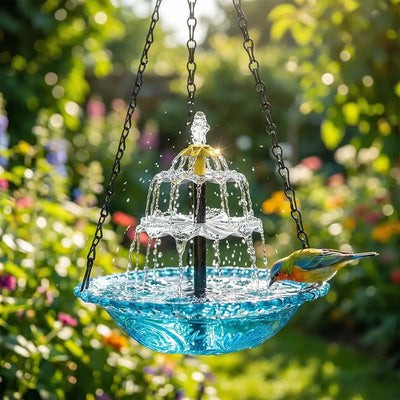 Fontaine Solaire Suspendue Bain d'Oiseaux à Eau Courante
