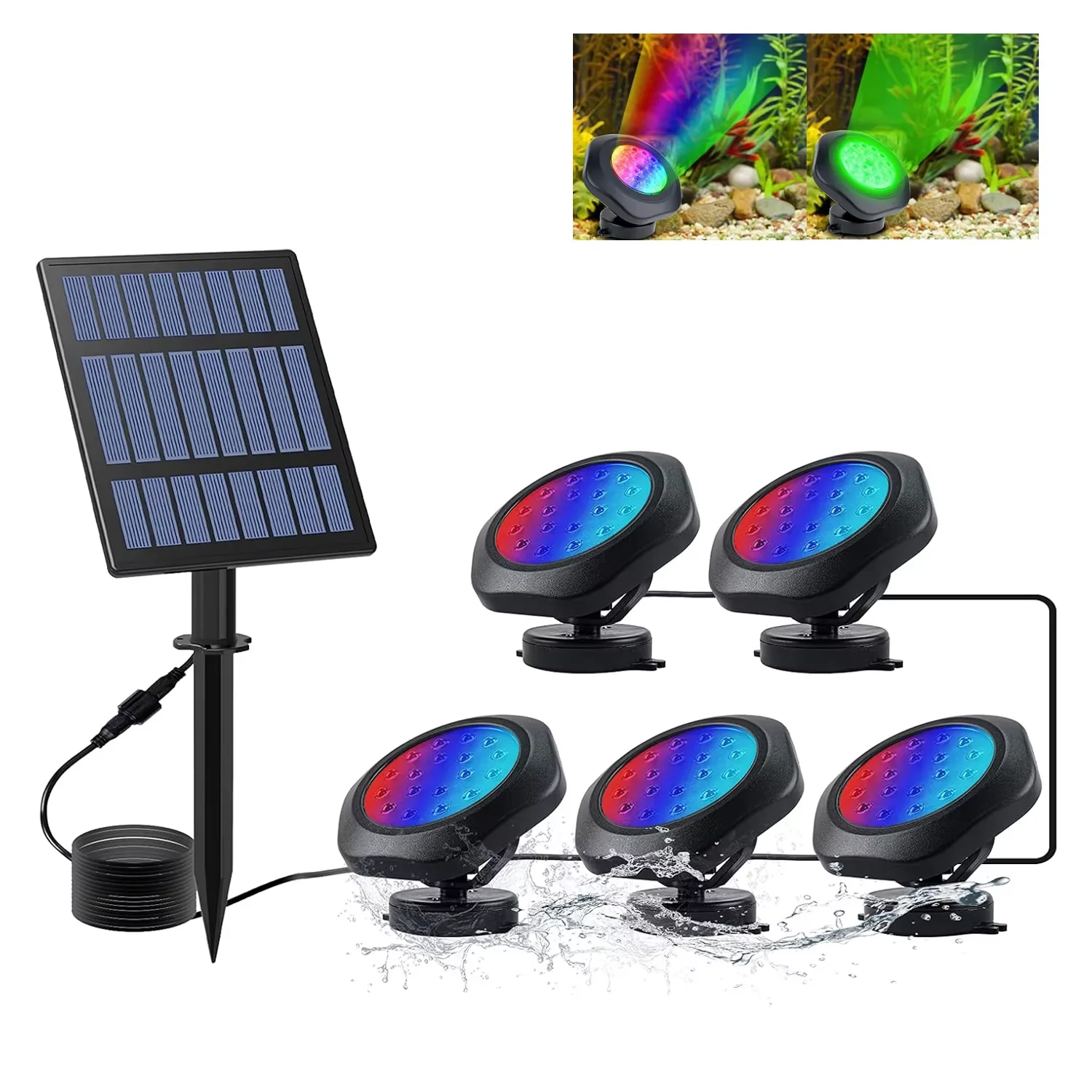 Projecteur Solaire Submersible Bassin Piscine RGB IP68