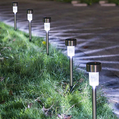 Balise Solaire Inox à Planter Éclairage d'Allée de Jardin