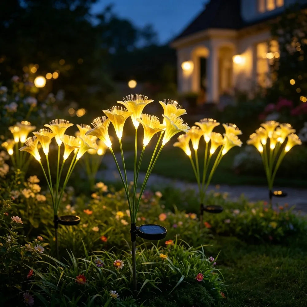 Lampe Solaire Fleur de Lys à Piquet 6 Têtes