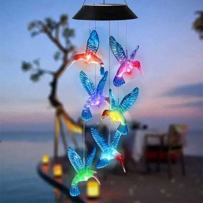 Carillon Solaire Colibri LED Changement de Couleur Étanche