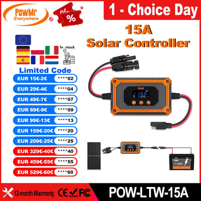 Régulateur de Charge Solaire MPPT 15A 12V 24V