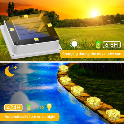 Lampe Solaire Cube de Glace LED Décorative Jardin Piscine