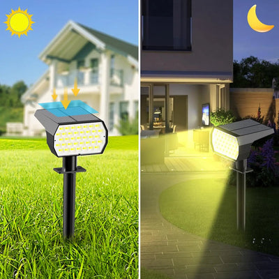 Lampe Solaire Pelouse 74 LED Capteur 3 Couleurs Jardin