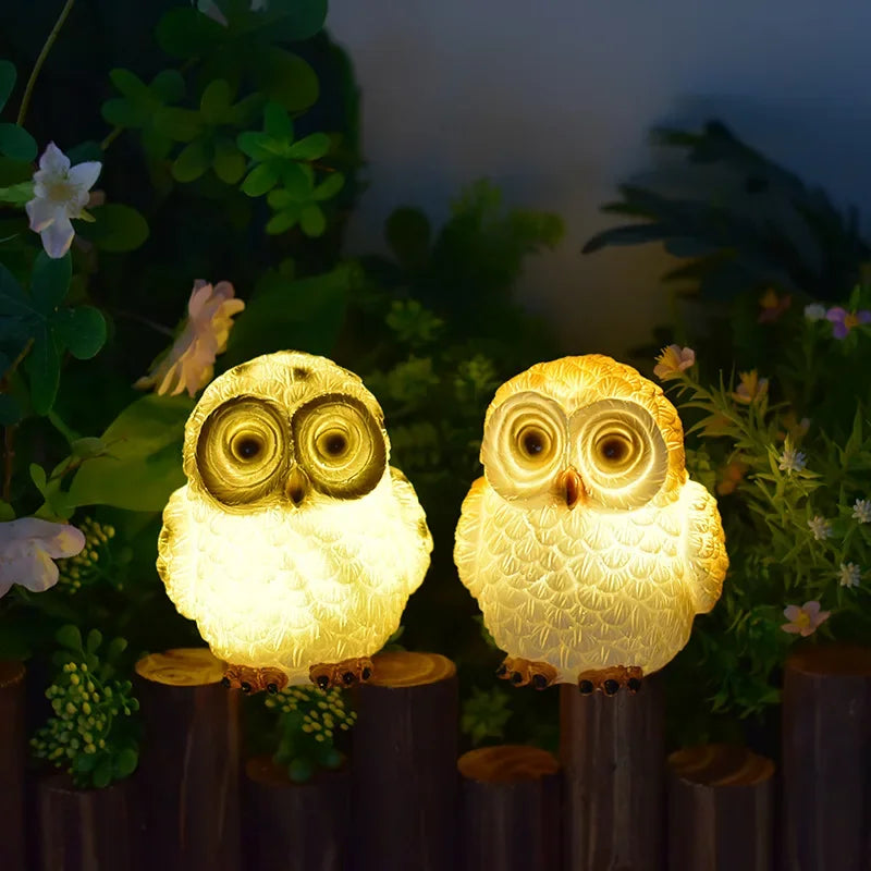 Lampe Solaire Décorative Hibou LED Étanche Cour et Pelouse