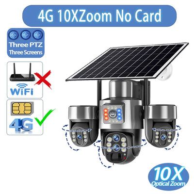 Caméra de Surveillance Solaire V380 Pro 4G 20MP 4 Objectifs
