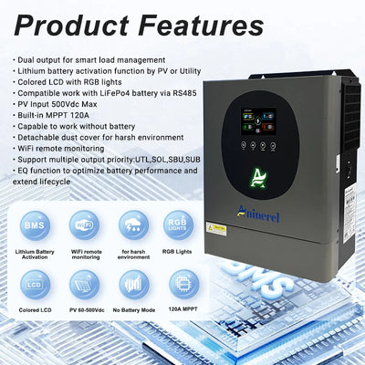 Onduleur Solaire Hybride 6,2 kW 48V MPPT