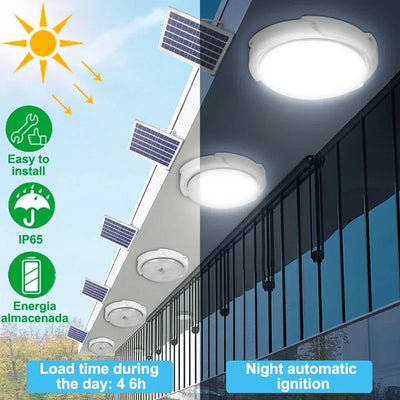 Lampe Solaire Intérieur Plafonnier 3 Couleurs avec Télécommande 25W à 100W