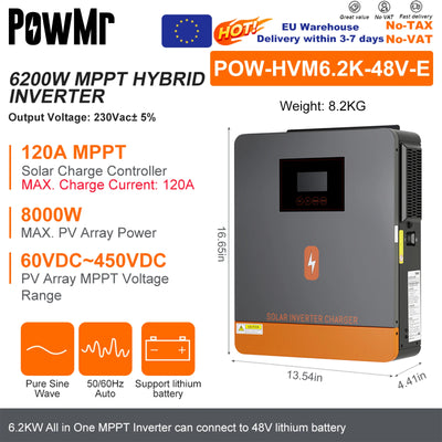 Onduleur Solaire Hybride 6,2kW 48V Onde Pure - vue 7