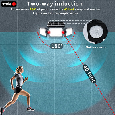 Projecteur Solaire 167 LED 3 Têtes Réglables Détecteur Mouvement