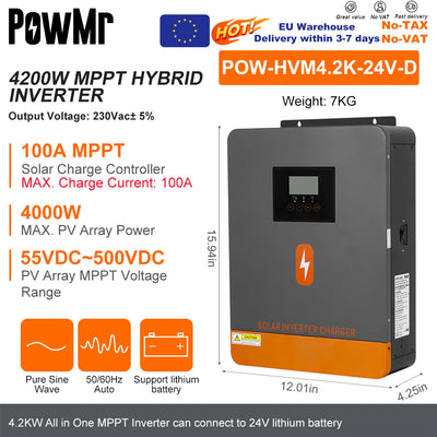 Onduleur Solaire Hybride 4,2kW 24V MPPT 100A - vue 6