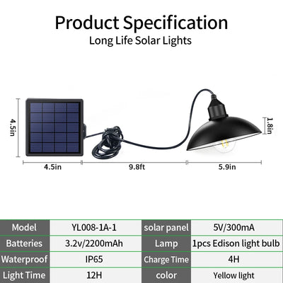 Lampe Solaire Suspendue de Jardin IP65 Blanc Chaud