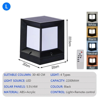 Lampe Solaire de Pilier LED avec Télécommande