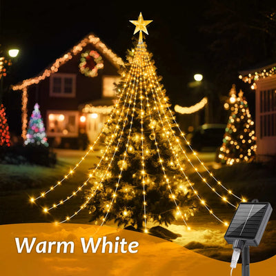 Guirlande Solaire Sapin de Noël 8 Modes LED en Cascade