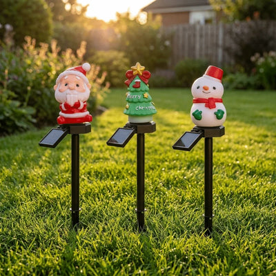 Lampe Solaire Noël Père Noël Sapin et Bonhomme de Neige