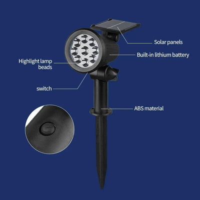 Projecteur Solaire Extérieur 9 LED Orientable à Piquet IP65