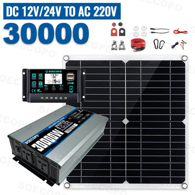 Kit Solaire Complet 30000W Onduleur Double Panneau