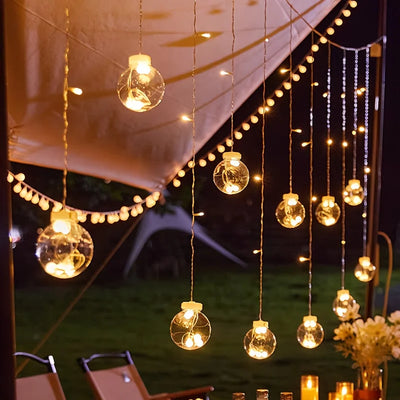 Rideau Lumineux Solaire 12 Globes avec Télécommande Noël