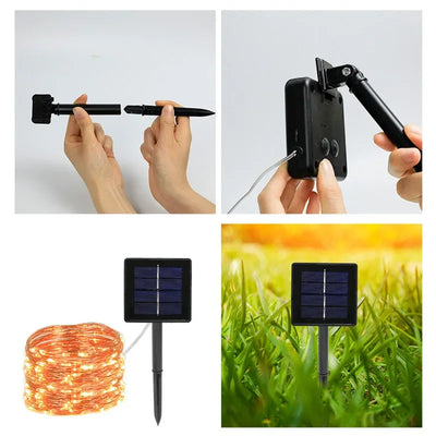 Guirlande Solaire Extérieur Fée Lumineuse 12m 100 LED Noël Halloween