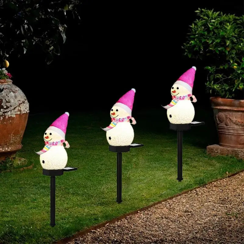 Piquet Solaire Bonhomme de Neige 62 LED Étanche Noël