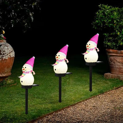 Piquet Solaire Bonhomme de Neige 62 LED Étanche Noël