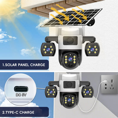 Caméra de Surveillance Solaire Rotative Extérieure 4G 15MP