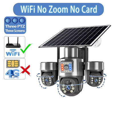 Caméra de Surveillance Solaire V380 Pro 4G 20MP 4 Objectifs
