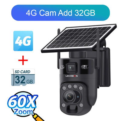 Caméra Solaire 4G Zoom 60X PTZ Extérieure