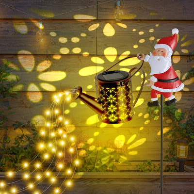 Lanterne Solaire Père Noël Arrosoir LED à Suspendre Jardin