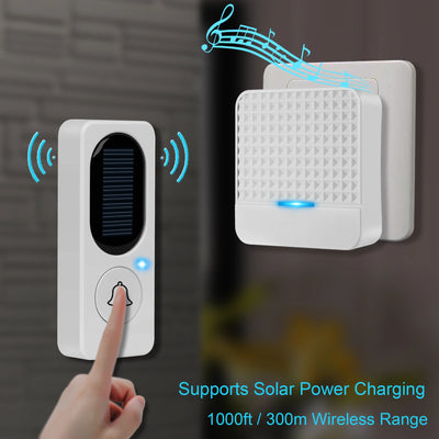 Sonnette Solaire Sans Fil IP65 Portée 300 m avec Récepteur
