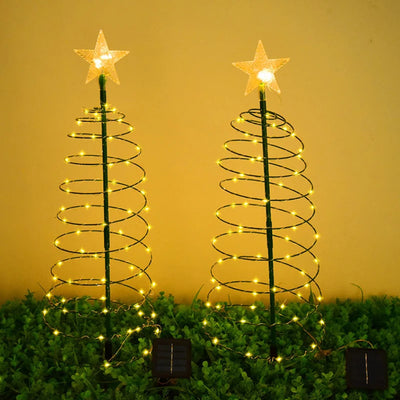 Arbre de Noël Solaire Lumineux LED pour Pelouse et Jardin