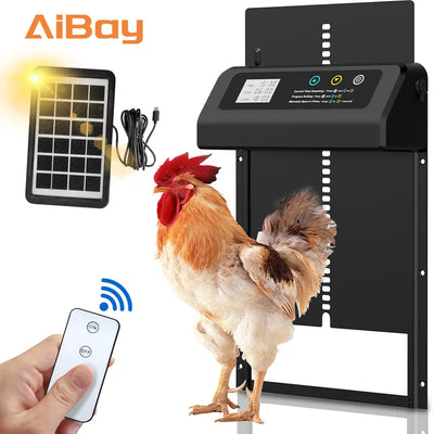 Porte Automatique de Poulailler Solaire en Acier Inoxydable