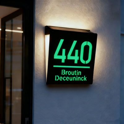 Plaque Numéro de Maison Solaire Découpe 3D Rétroéclairée 25 cm