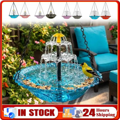 Fontaine Solaire Cascade Suspendue Bol en Verre pour Oiseaux