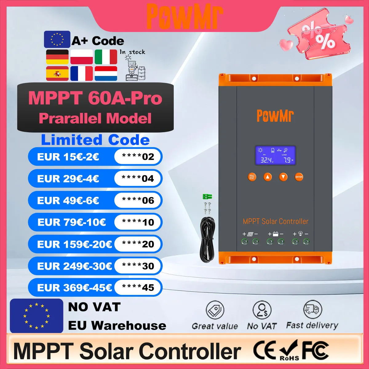Régulateur Solaire MPPT 60A 12V 24V 48V