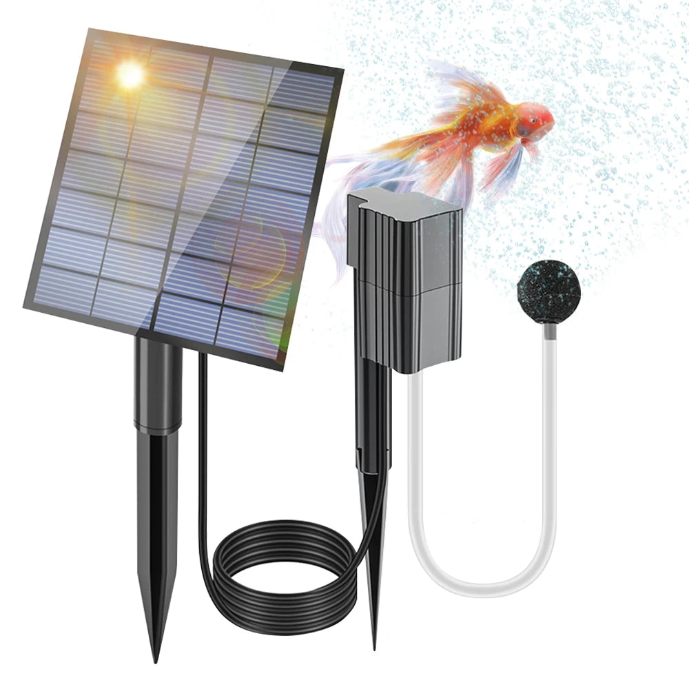 Pompe à Oxygène Solaire de Bassin 2,5W avec Diffuseur et Piquet