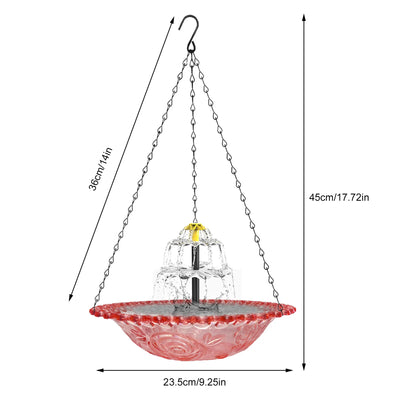 Bain d'Oiseaux Solaire Cascade avec Bol en Verre et Mangeoire