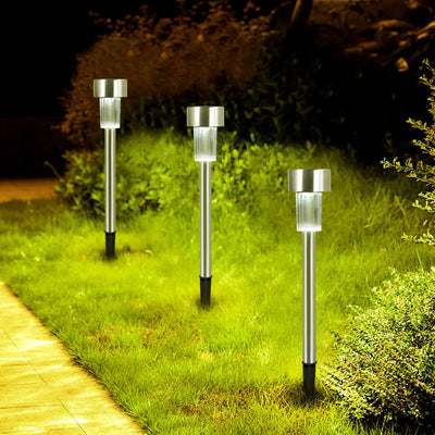 Balise Solaire Inox à Planter Éclairage d'Allée de Jardin