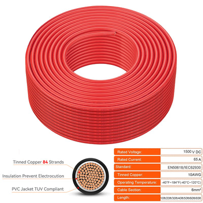 Câble Solaire PV 6mm² Étanche 100 mètres - vue 8