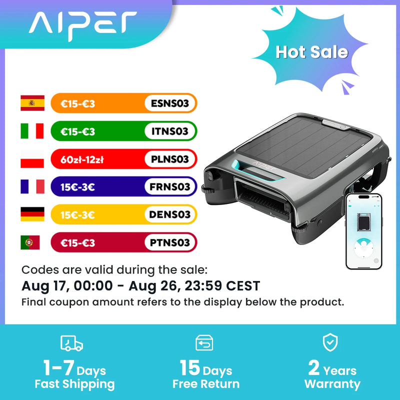 Robot Piscine Solaire Aiper EcoSurfer S2 Nettoyeur de Surface