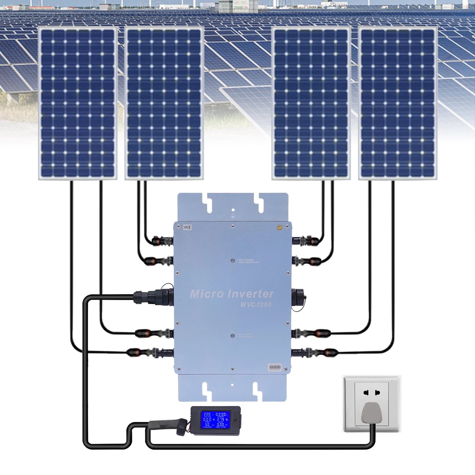 Micro-Onduleur Solaire 1200W MPPT Étanche IP65