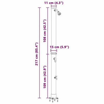 Douche Solaire Extérieure 217 cm 35 L Effet Pluie