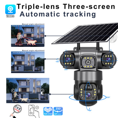 Caméra de Surveillance Solaire V380 Pro 3 Objectifs 360°