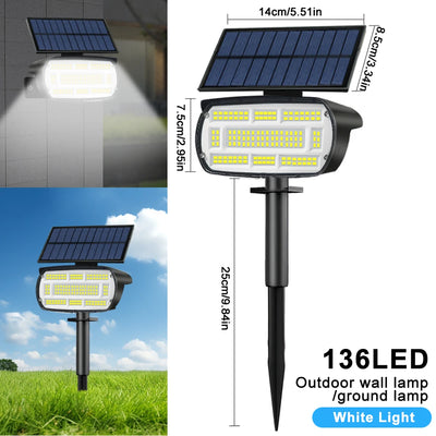 Spot Solaire Paysage 136 LED Extérieur Étanche Projecteur Jardin Allée