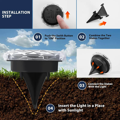 Lampe Solaire Enterrée 8 LED Étanche Jardin Pelouse Allée