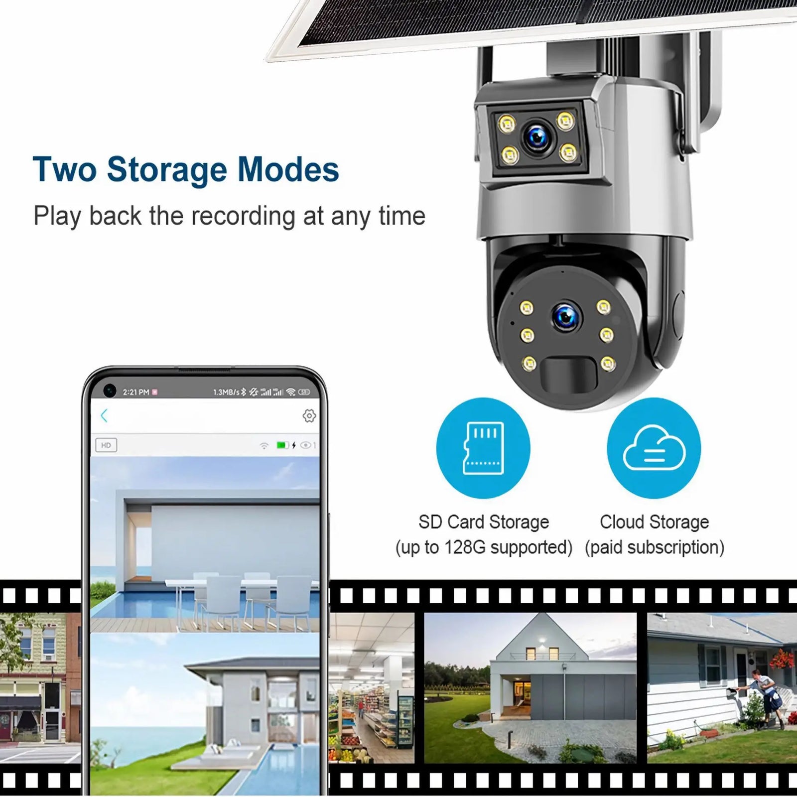 Caméra Solaire Dôme PTZ 360° WiFi 4G 4MP Détection IA