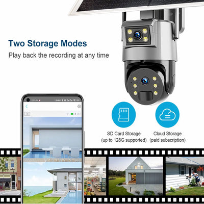Caméra Solaire Dôme PTZ WiFi 4G 4MP Détection IA