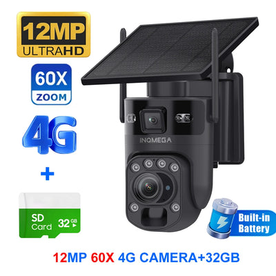 Caméra de Surveillance Solaire INQMEGA 4G 12MP Zoom Optique 60X
